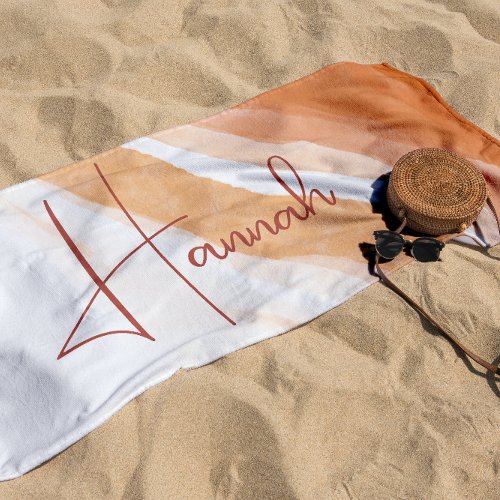 Terracotta  Ombre Beach Sand Monogram Beach Towel