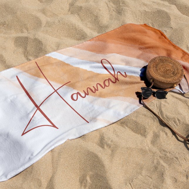 Terracotta | Ombre Beach Sand Monogram Beach Towel (Creator Uploaded)