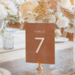 Terracotta Ombre | Minimalist Boho Table Number<br><div class="desc">Soft terracotta watercolor wedding reception table number cards,  part of our dip-dyed modern watercolor wedding stationery collection. Featuring rust background and cream text.</div>