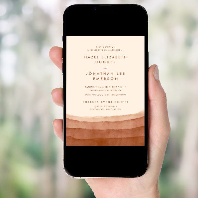 Terracotta Ombre | Minimalist Boho Wedding Invitat Invitation (Front Digital)