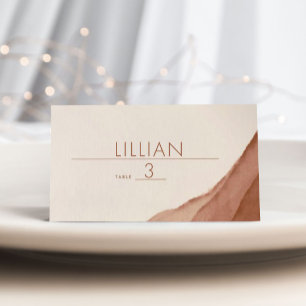 Terracotta Ombre Minimalist Boho Wedding Place Card