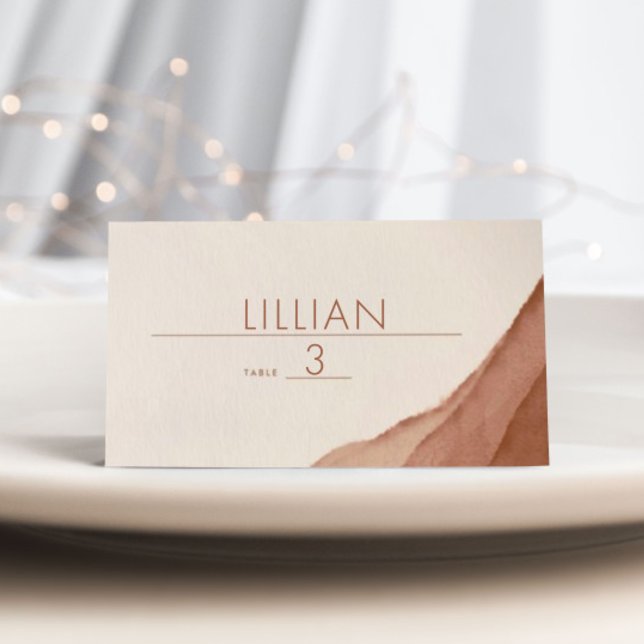Terracotta Ombre | Minimalist Boho Wedding Place  Card (Creator Uploaded)
