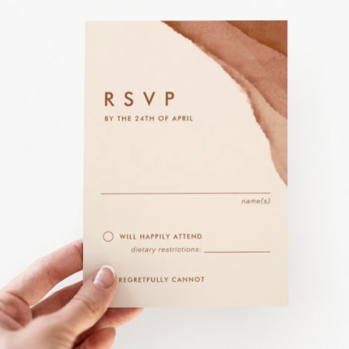 Terracotta Ombre  Minimalist Boho Wedding RSVP Card