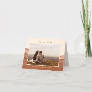 Terracotta Ombre Minimalist Photo Letterpress Thank You Card
