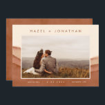 Terracotta Ombre | Minimalist Photo Save the Date  Announcement<br><div class="desc">Soft terracotta photo save the date cards,  part of our dip-dyed modern watercolor wedding stationery collection. Featuring shades of neutral eccru to rust to burnt orange,  reminiscent of clay deserts,  applied in painterly strokes of rich watercolor wash,  matched with minimalist text.</div>