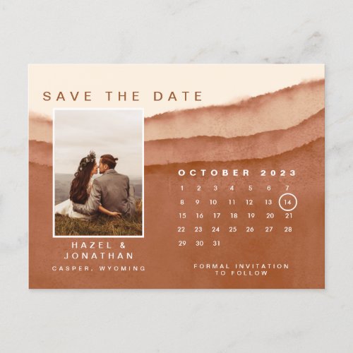 Terracotta Ombre  Save the Date RSVP Calendar Pos Postcard