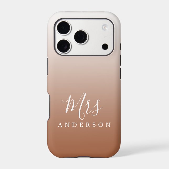 Terracotta Ombre Script Future Mrs Name Iphone Case (Back)