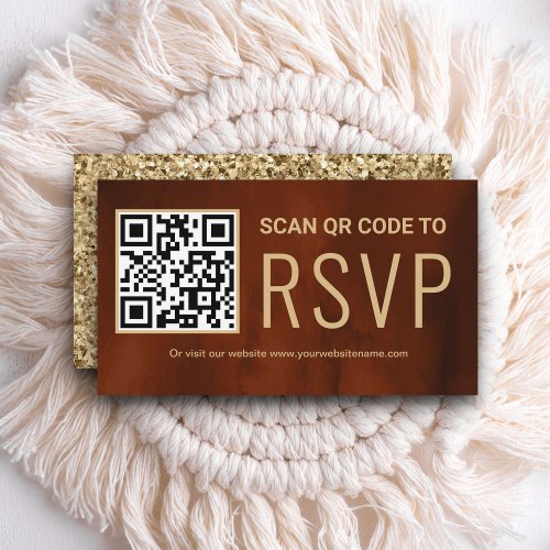 Terracotta Online QR Code RSVP Wedding Website Enclosure Card