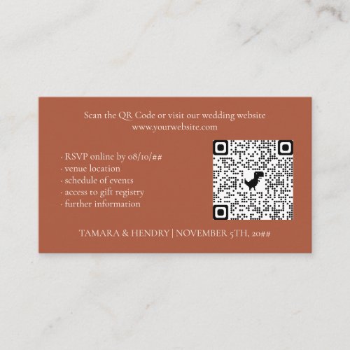 Terracotta Online RSVP QR Code Wedding Enclosure Card
