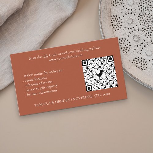 Terracotta Online RSVP QR Code Wedding Enclosure Card