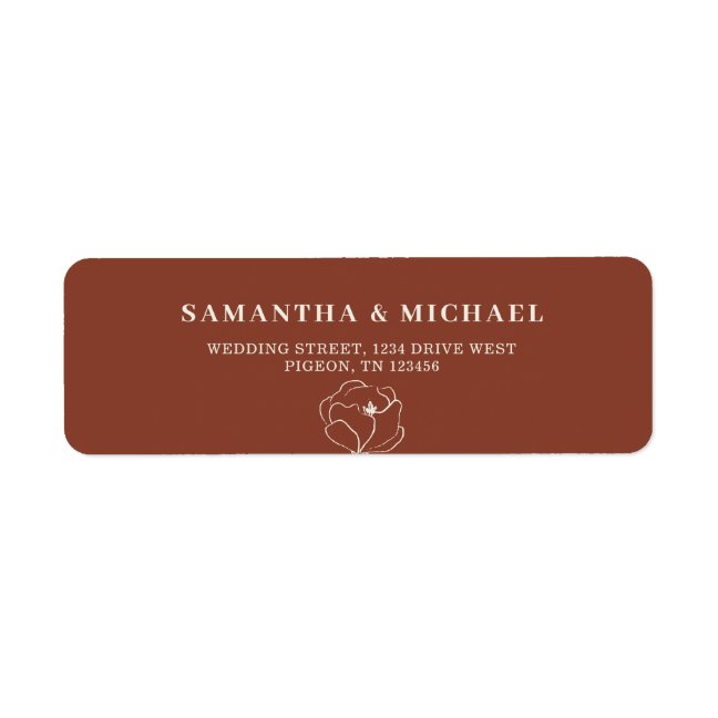 Terracotta Open Flower New Weds Wedding address Label