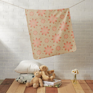 Terracotta orange and sand beige delicate daisy baby blanket