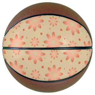 Terracotta orange and sand beige delicate daisy basketball
