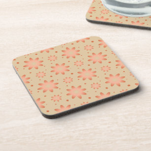 Terracotta orange and sand beige delicate daisy beverage coaster