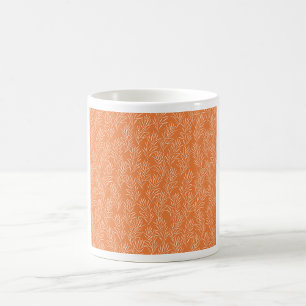 Terracotta Orange Botanical Leaf Pattern Coffee Mug