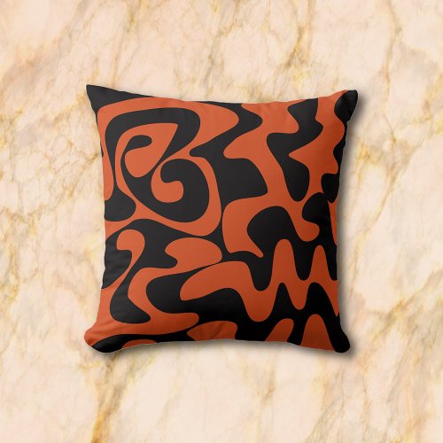 Terracotta Orange Brown And Black Decorative Throw Pillow