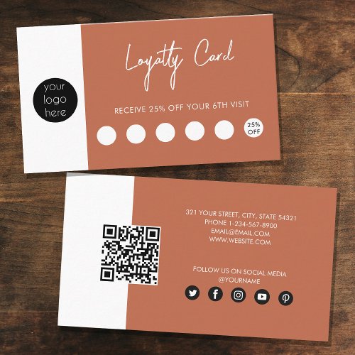 Terracotta Orange Business Logo QR Code Loyalty Business Card