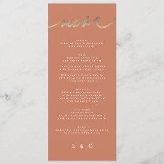 Terracotta Orange Elegant Boho Gold Wedding Menu