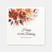 Terracotta Orange Fall Flowers 100th Birthday