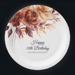 Terracotta Orange Fall Flowers 18th Birthday Paper Plates<br><div class="desc">Elegant terracotta orange watercolor flowers create a bold floral statement on this fall floral custom birthday paper plate.</div>