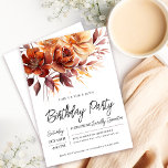 Terracotta Orange Fall Flowers 40th Birthday Invitation<br><div class="desc">Elegant terracotta orange watercolor flowers create a bold floral arrangement across the top of this birthday invitation. A simple script gives it a modern vibe.</div>