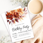 Terracotta Orange Fall Flowers 50th Birthday Invitation<br><div class="desc">Elegant terracotta orange watercolor flowers create a bold floral arrangement across the top of this birthday invitation. A simple script gives it a modern vibe.</div>