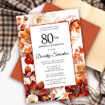 Terracotta Orange Fall Flowers 80th Birthday Invitation<br><div class="desc">Elegant terracotta orange watercolor flowers create a bold floral frame on this fall floral birthday invitation. A simple script gives it a modern vibe.</div>
