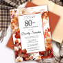 Terracotta Orange Fall Flowers 80th Birthday Invitation