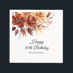 Terracotta Orange Fall Flowers 80th Birthday Napkins<br><div class="desc">Elegant terracotta orange watercolor flowers create a bold floral statement on this fall floral custom birthday napkin.</div>