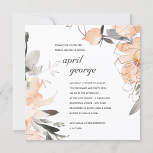 TERRACOTTA ORANGE  FLORAL BRIDAL SHOWER INVITE
