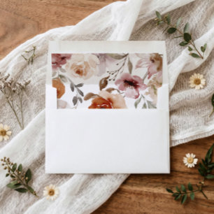 Terracotta Orange Floral Wedding Envelope Liner