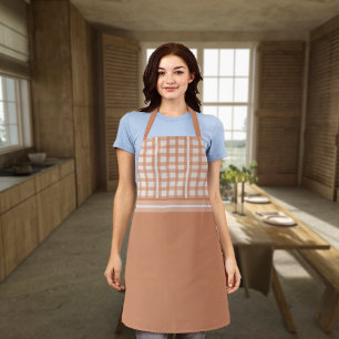 Terracotta Orange Light Tan All-Over Print Apron