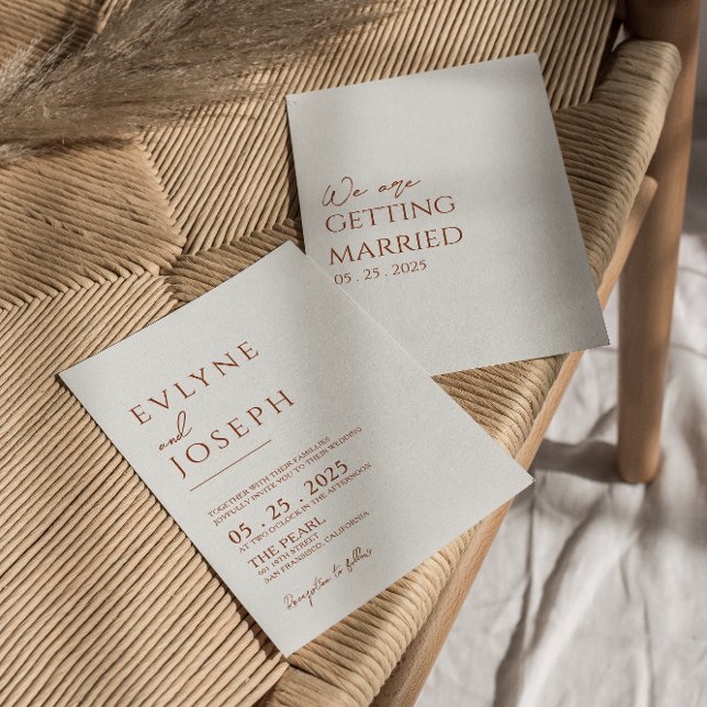 Terracotta Orange Minimalist Boho Rust Wedding Invitation (Creator Uploaded)