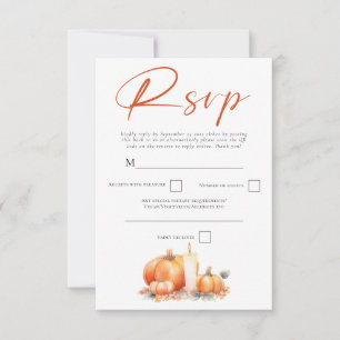Terracotta Orange Pumpkins Fall Candle QR Code RSVP Card