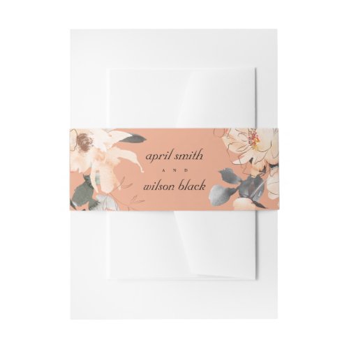 TERRACOTTA ORANGE RUST FLORAL WATERCOLOR WEDDING INVITATION BELLY BAND
