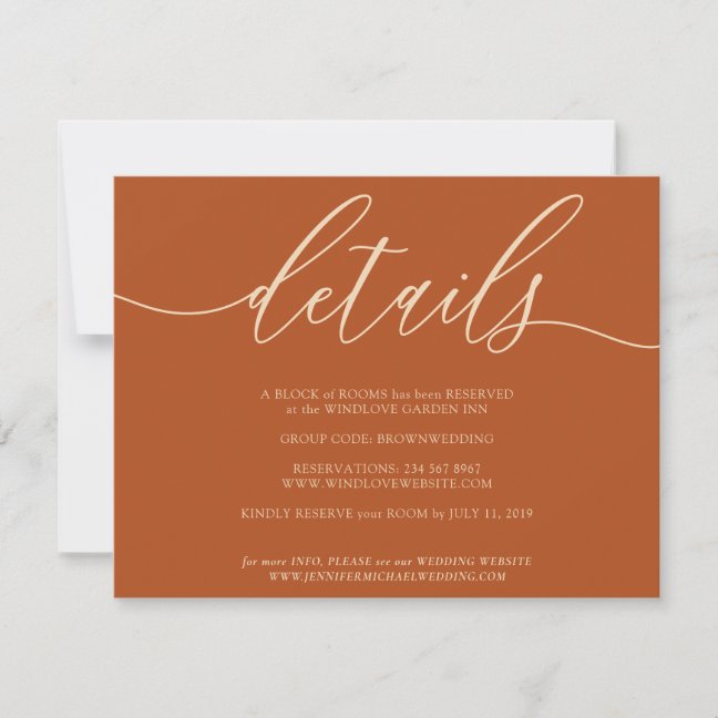 Terracotta Orange Simple Party Celebration Details RSVP Card