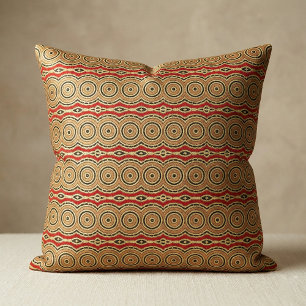 Terracotta Orange Tribal Geometric Mosaic Circles  Fabric