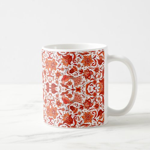 TERRACOTTA ORANGE VINTAGE TROPICAL FOLK ART COFFEE MUG