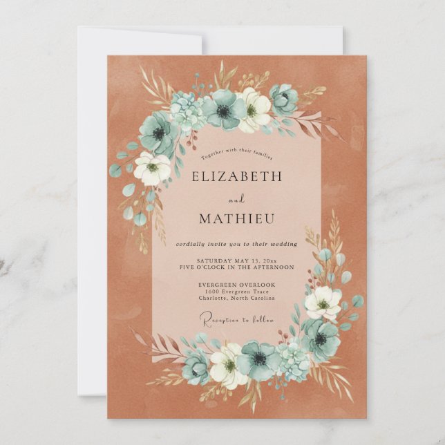 Terracotta Organic Bohemian Wedding Invitation (Front)