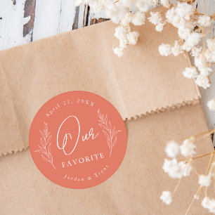 Terracotta Our Favorite Wedding Favor Sticker