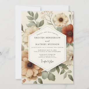 Terracotta Painterly Bloom Wedding Invitation