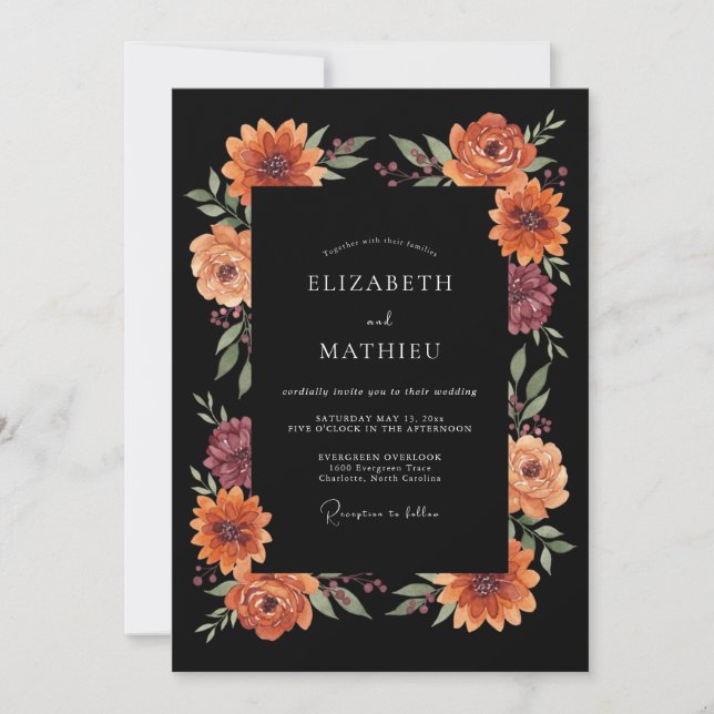 Terracotta Painterly Blooms Wedding Invitation (Front)