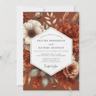 Terracotta Painterly Boho Wedding Invitation
