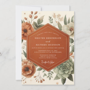 Terracotta Painterly Flora Wedding Invitation