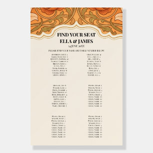 Terracotta Paisley Seating Chart Sign