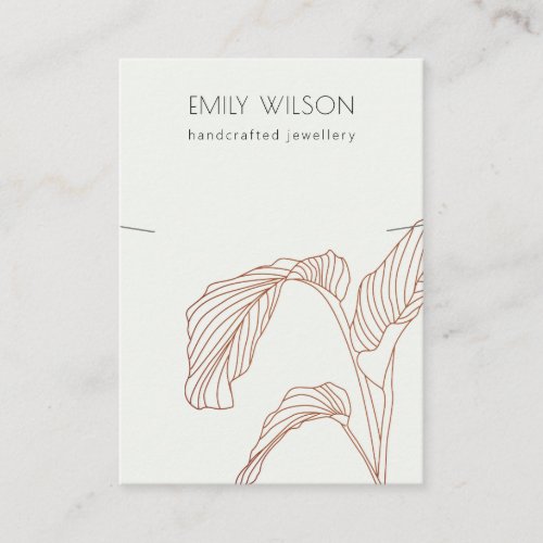Terracotta Palm Leafy Sketch Band Necklace Display Business Card