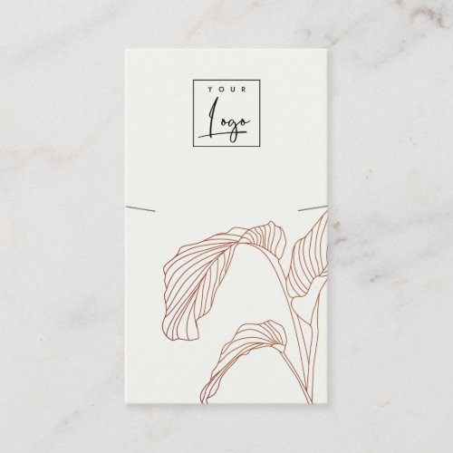 Terracotta Palm Leafy Sketch Necklace Display Business Card