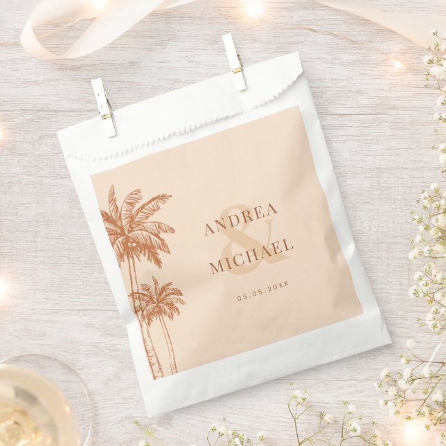 Terracotta Palm Trees & Ampersand Beach Wedding Favor Bag (Clipped)
