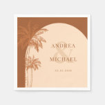 Terracotta Palm Trees &amp; Ampersand Beach Wedding Napkins