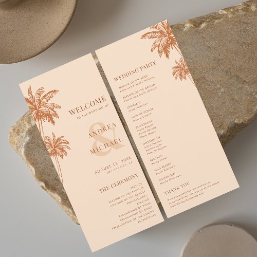 Terracotta Palm Trees  Ampersand Beach Wedding Program
